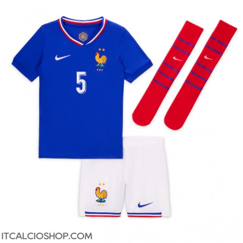 Francia Jules Kounde #5 Prima Maglia Bambino Europei 2024 Manica Corta (+ Pantaloni corti)